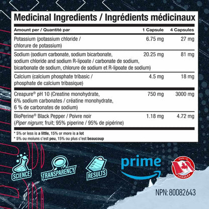 Blue Star Nutraceuticals CREA-TECH – Creapure® Creatine + Electrolytes Capsules – Muscle Growth, Hydration & Strength Support – 120 Veggie Capsules (30 Servings) – Made in Canada Blue Star Nutraceuticals