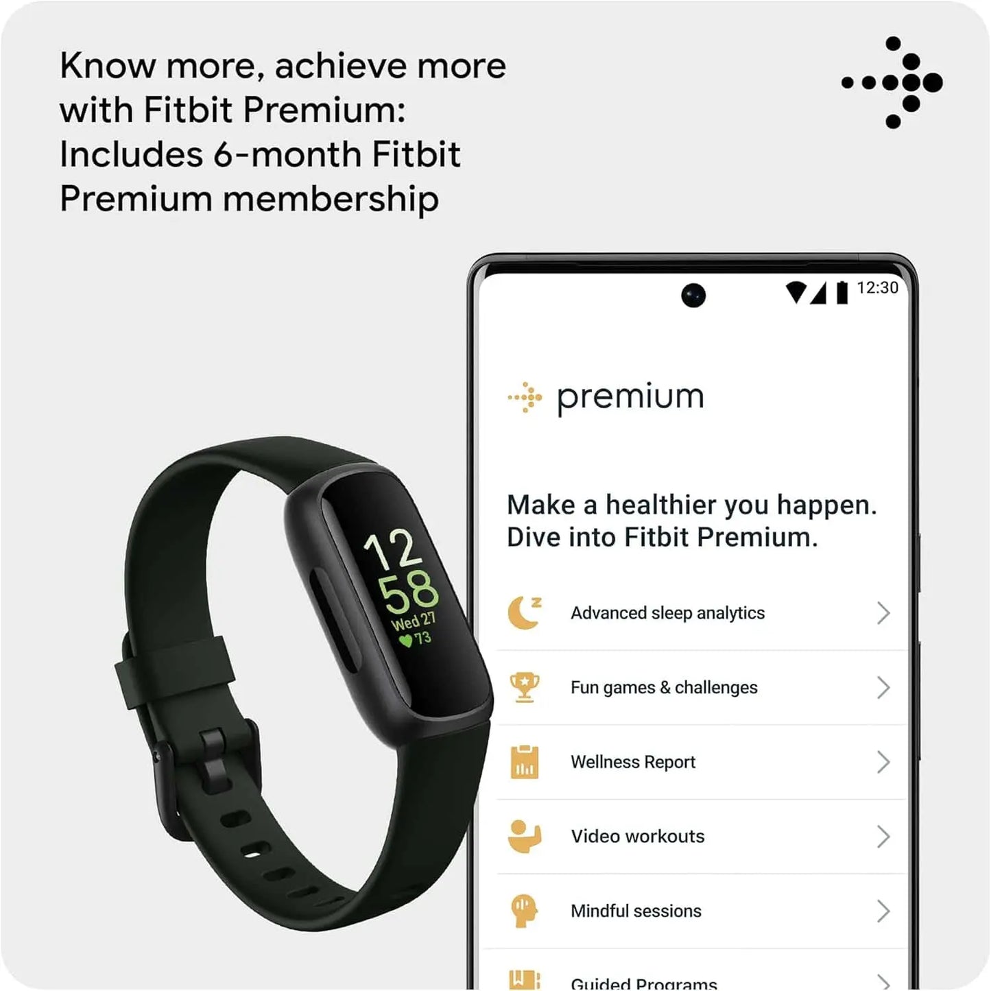 Google Fitbit Inspire 3 Health & Fitness Tracker – Stress Management, Heart Rate, Sleep & Activity Monitoring – Midnight Zen/Black (S & L Bands Included) Fitbit