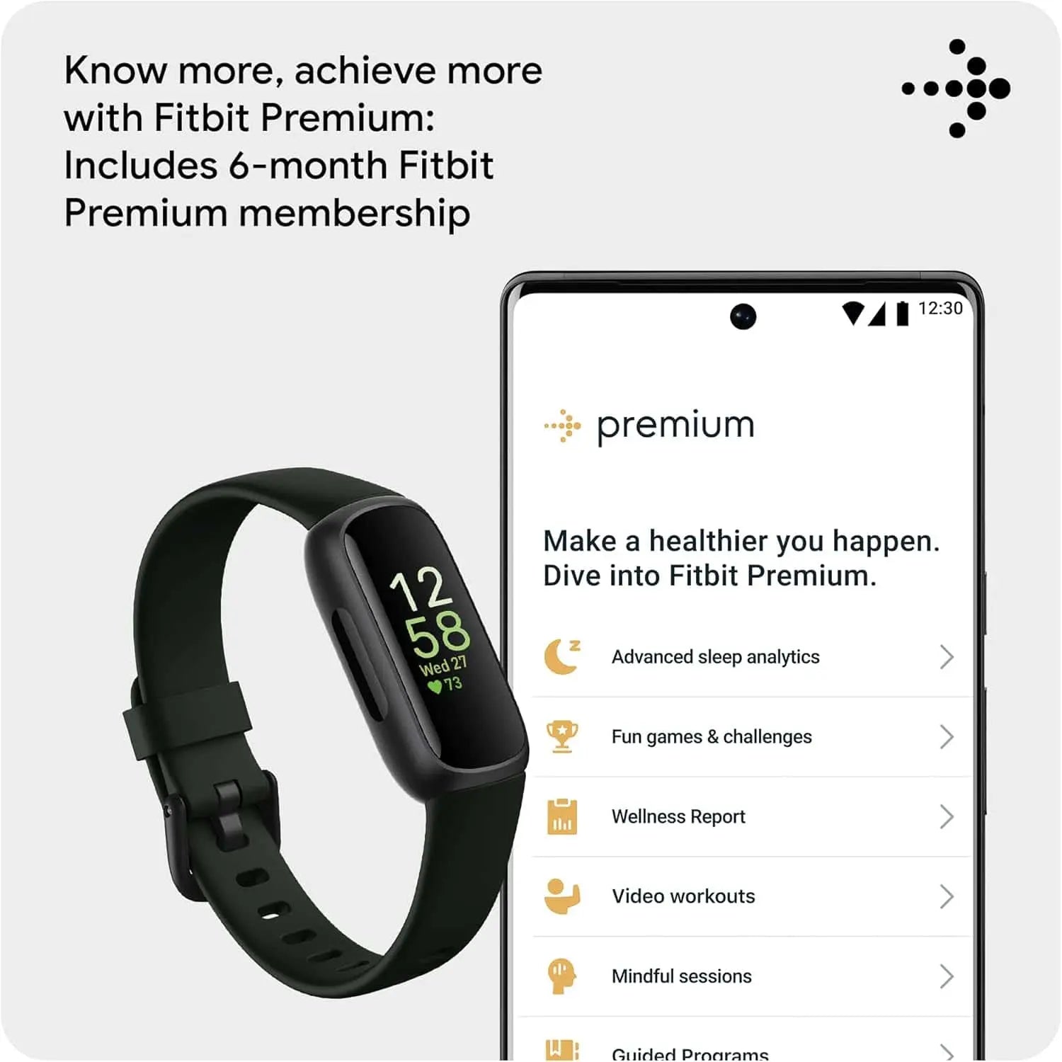 Google Fitbit Inspire 3 Health & Fitness Tracker – Stress Management, Heart Rate, Sleep & Activity Monitoring – Midnight Zen/Black (S & L Bands Included) Fitbit