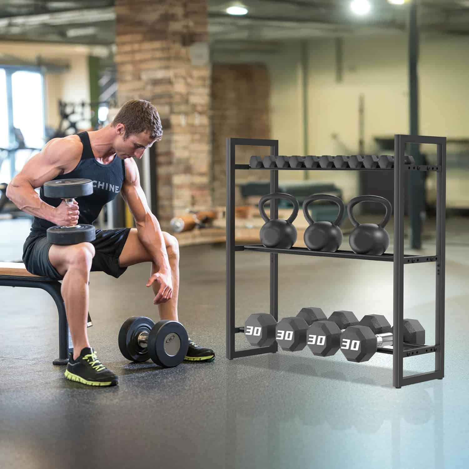 Pickpiff Adjustable 3-Tier Dumbbell Rack – Heavy-Duty Metal Weight Storage Stand (360 lb Capacity) Pickpiff