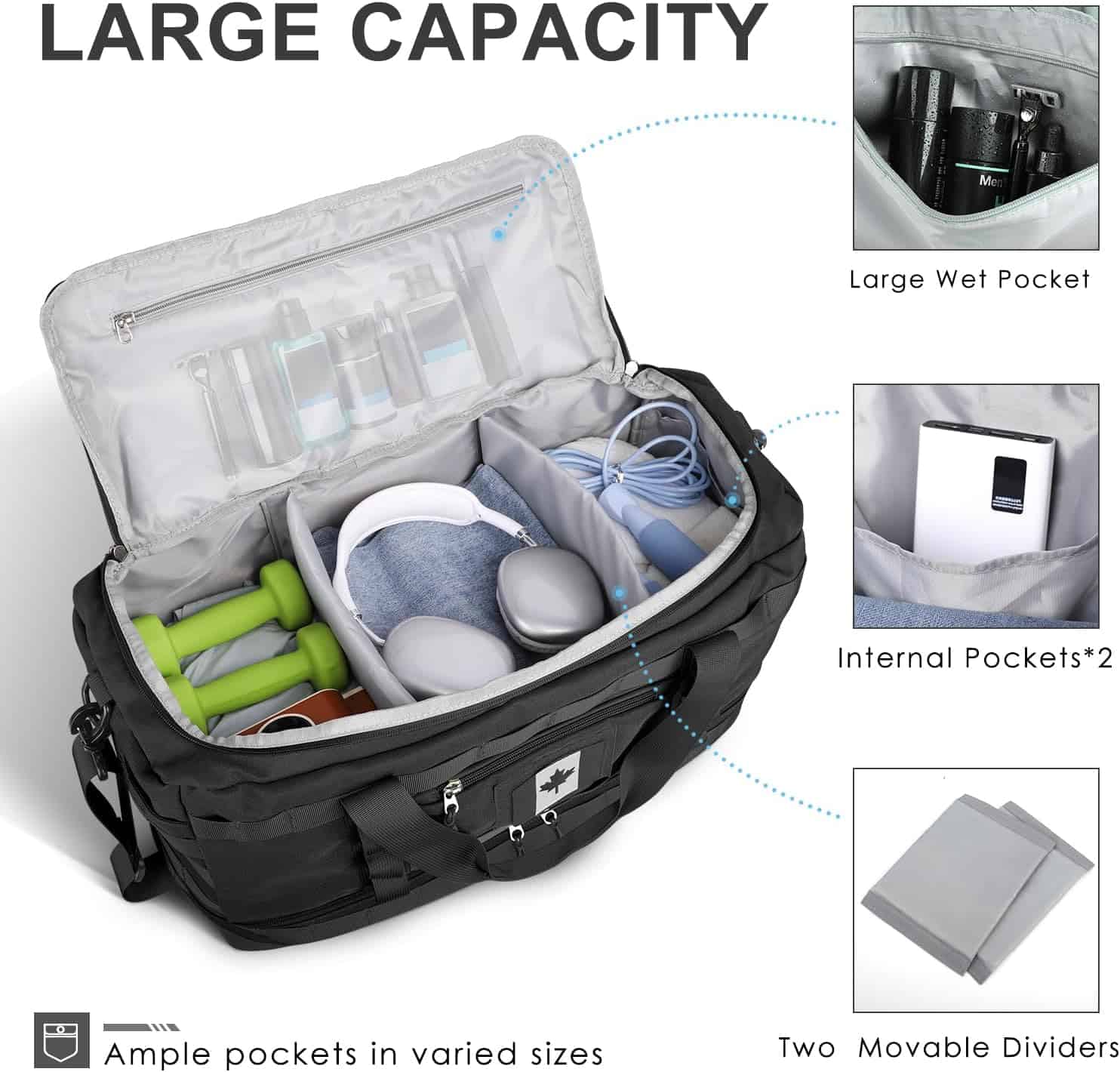 ETRONIK Tactical Travel Duffle Bag for Men – Carry-On Weekender Gym Bag with Shoe Compartment, Wet Pocket & Toiletry Bag – Military-Style Overnight Bag for Travel, Sports & Outdoor ETRONIK