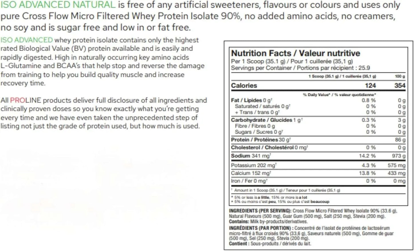 Proline Iso Advanced Whey Protein Isolate – Natural, Sugar-Free