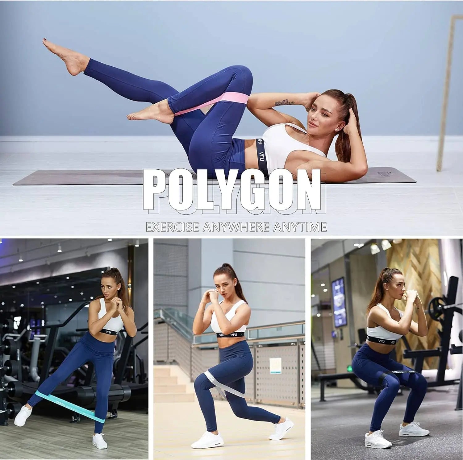 Polygon Resistance Loop Bands – Set of 5 Latex Exercise Bands for Full Body, Stretching, and Physical Therapy Polygon