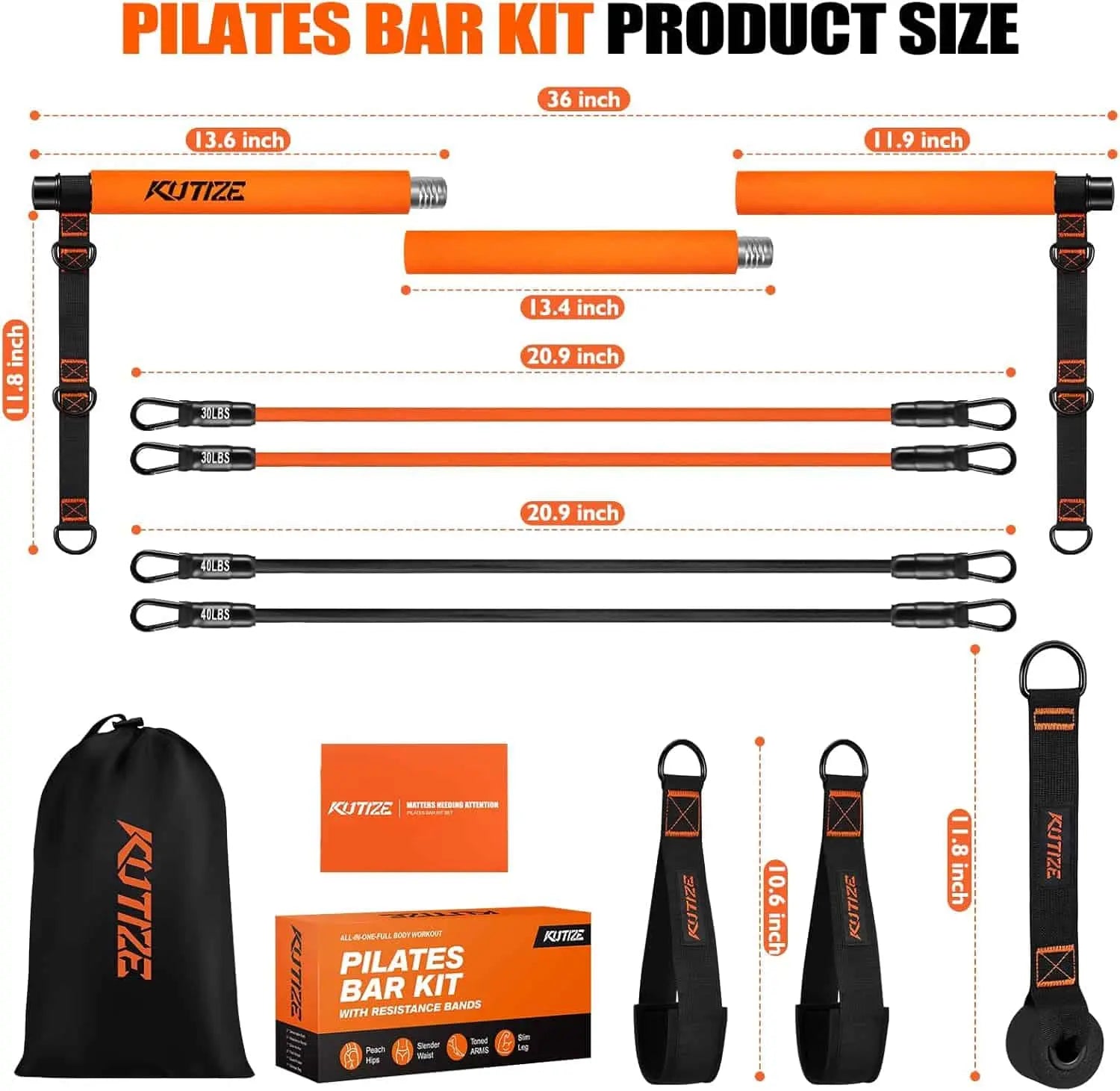 Portable Pilates Bar Kit with Resistance Bands – Adjustable Full Body Home Workout Equipment FitCore Supply