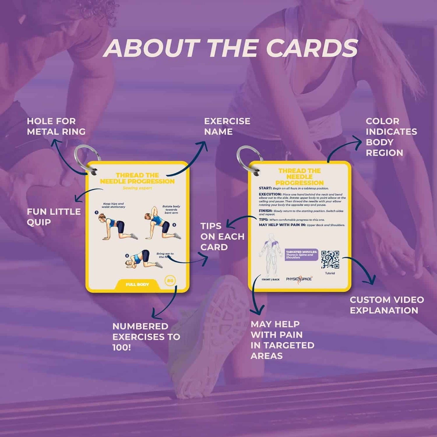 100 Stretching Exercise Flash Cards for Flexibility, Yoga, Pilates & Physical Therapy – Designed by a Physical Therapist PhysioSpace