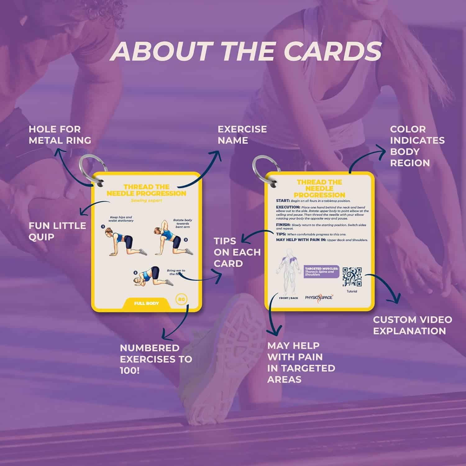 100 Stretching Exercise Flash Cards for Flexibility, Yoga, Pilates & Physical Therapy – Designed by a Physical Therapist PhysioSpace