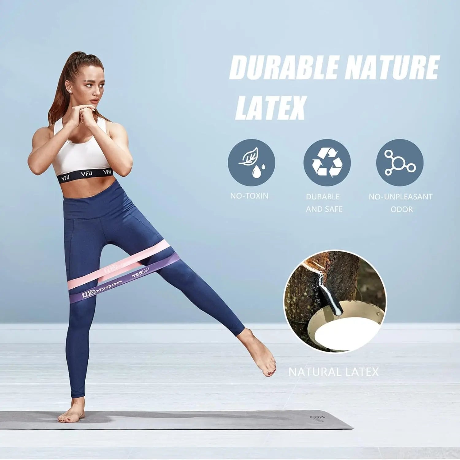 Polygon Resistance Loop Bands – Set of 5 Latex Exercise Bands for Full Body, Stretching, and Physical Therapy Polygon