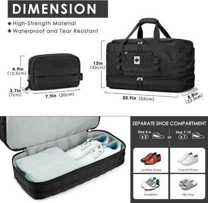 ETRONIK Tactical Travel Duffle Bag for Men – Carry-On Weekender Gym Bag with Shoe Compartment, Wet Pocket & Toiletry Bag – Military-Style Overnight Bag for Travel, Sports & Outdoor ETRONIK