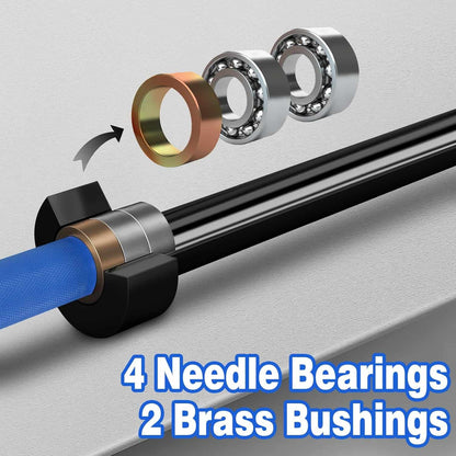 Mechanical component with needle bearings and brass bushings on a gray background