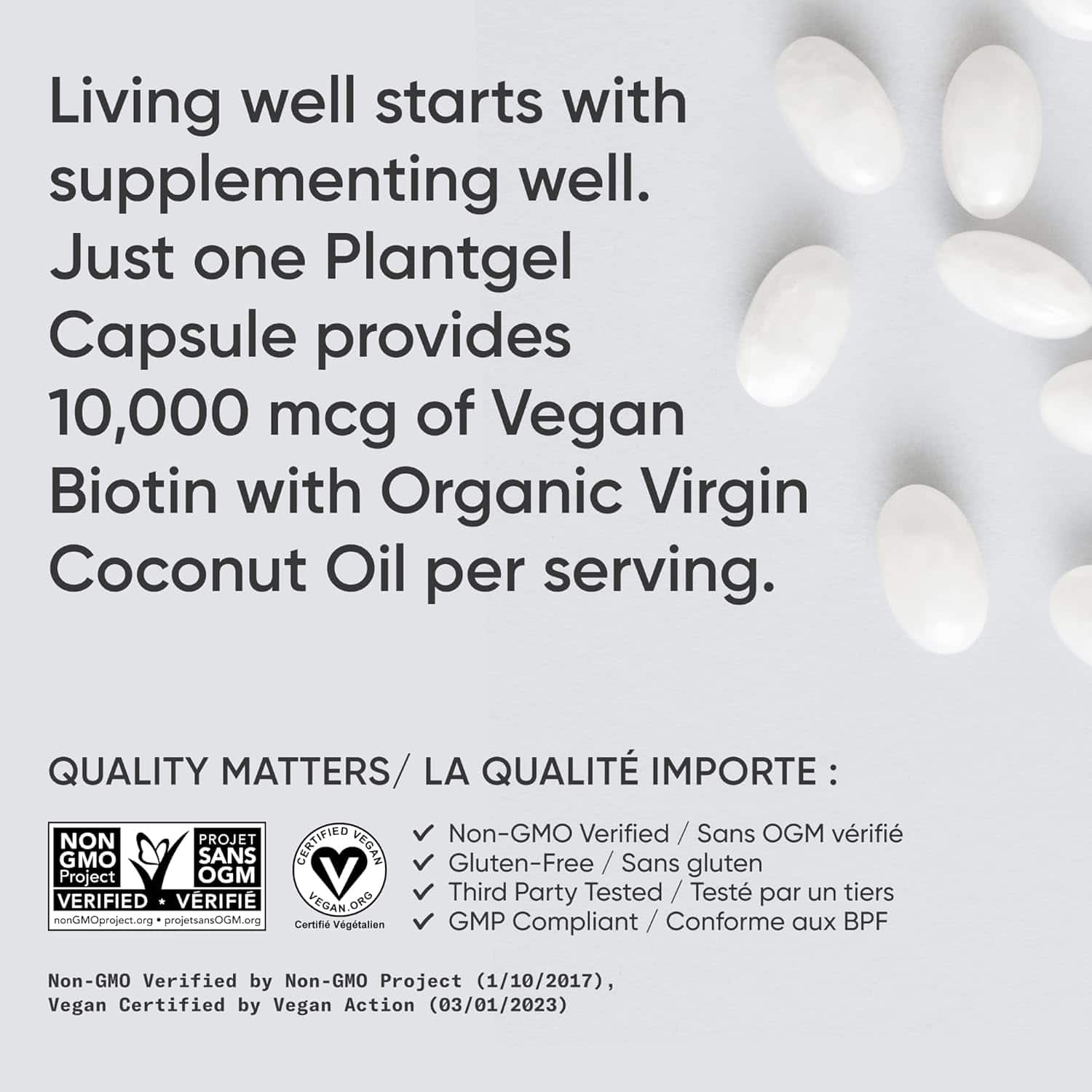 Advertisement for Plantgel Capsules with text about supplementing well and product details.