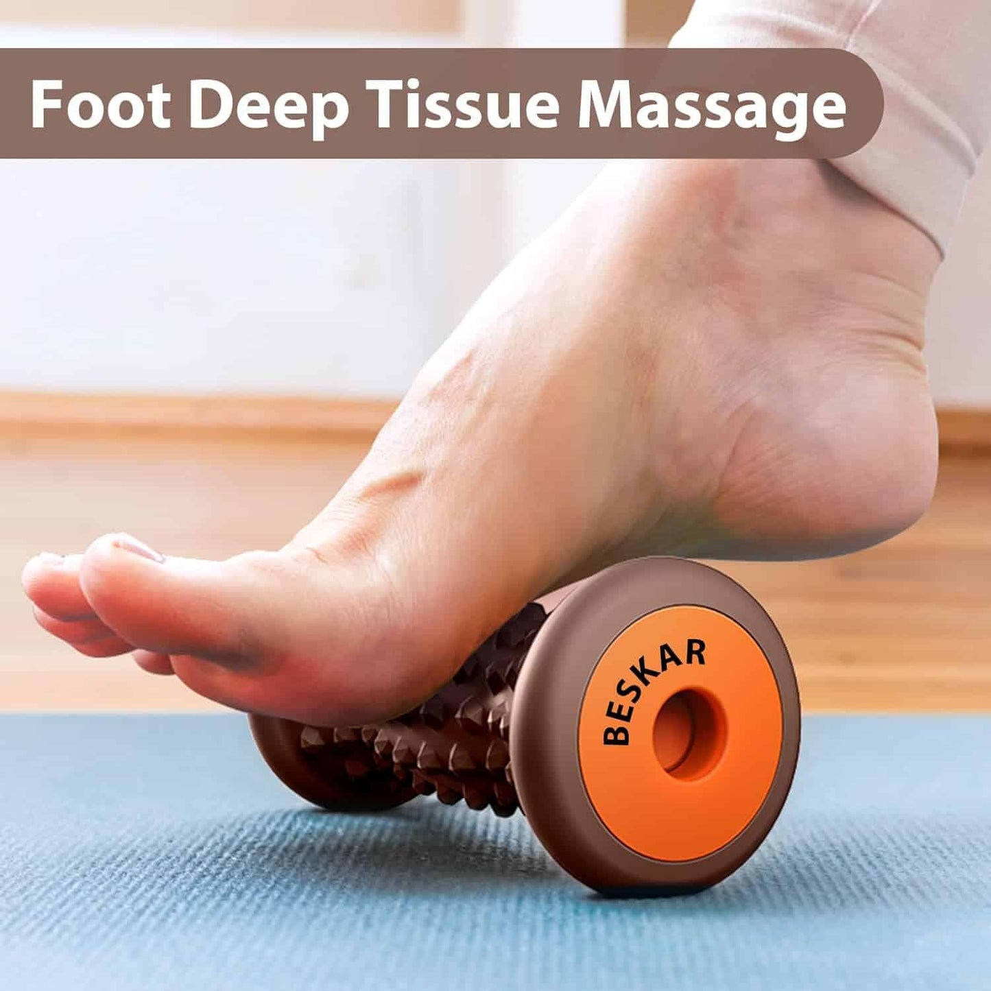BESKAR Foot Massage Roller – Plantar Fasciitis Relief & Foot Pain Massager – Deep Tissue Trigger Point Tool – Portable & Ergonomic Design
