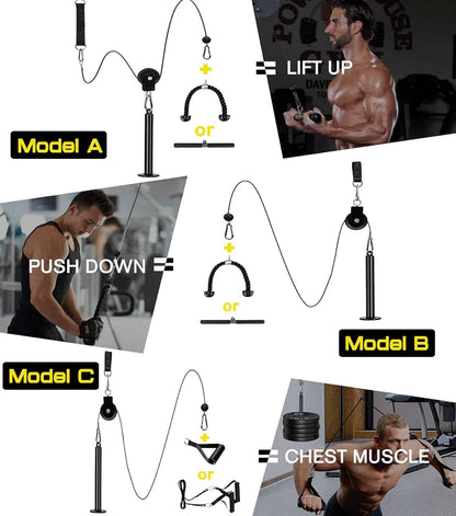3-in-1 Pulley Cable System – LAT Pulldown, Tricep Rope & Cable Handle for Home Gym Naoeleii