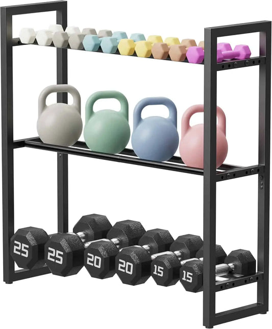 Pickpiff Adjustable 3-Tier Dumbbell Rack – Heavy-Duty Metal Weight Storage Stand (360 lb Capacity) Pickpiff
