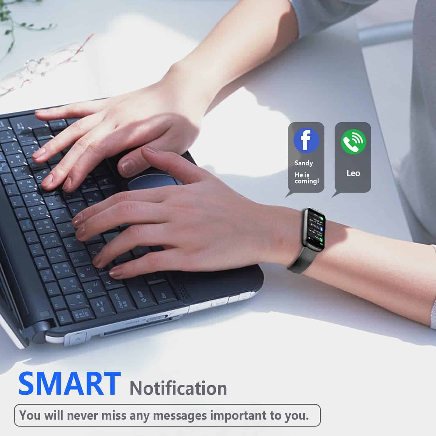 FITVII Slim Fitness Tracker with Blood Oxygen, Blood Pressure, Heart Rate & Sleep Tracking – Waterproof Smart Watch with Step Counter for Women & Men - FitCore Supply
