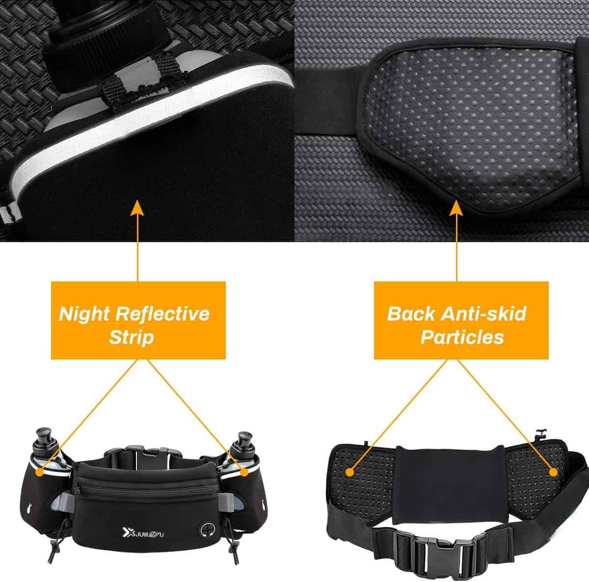Number-One Running Belt with 2 Water Bottles – Waterproof Hydration Waist Pack with Adjustable Fit for Running, Hiking, Cycling, Marathon (iPhone-Compatible) Number-one