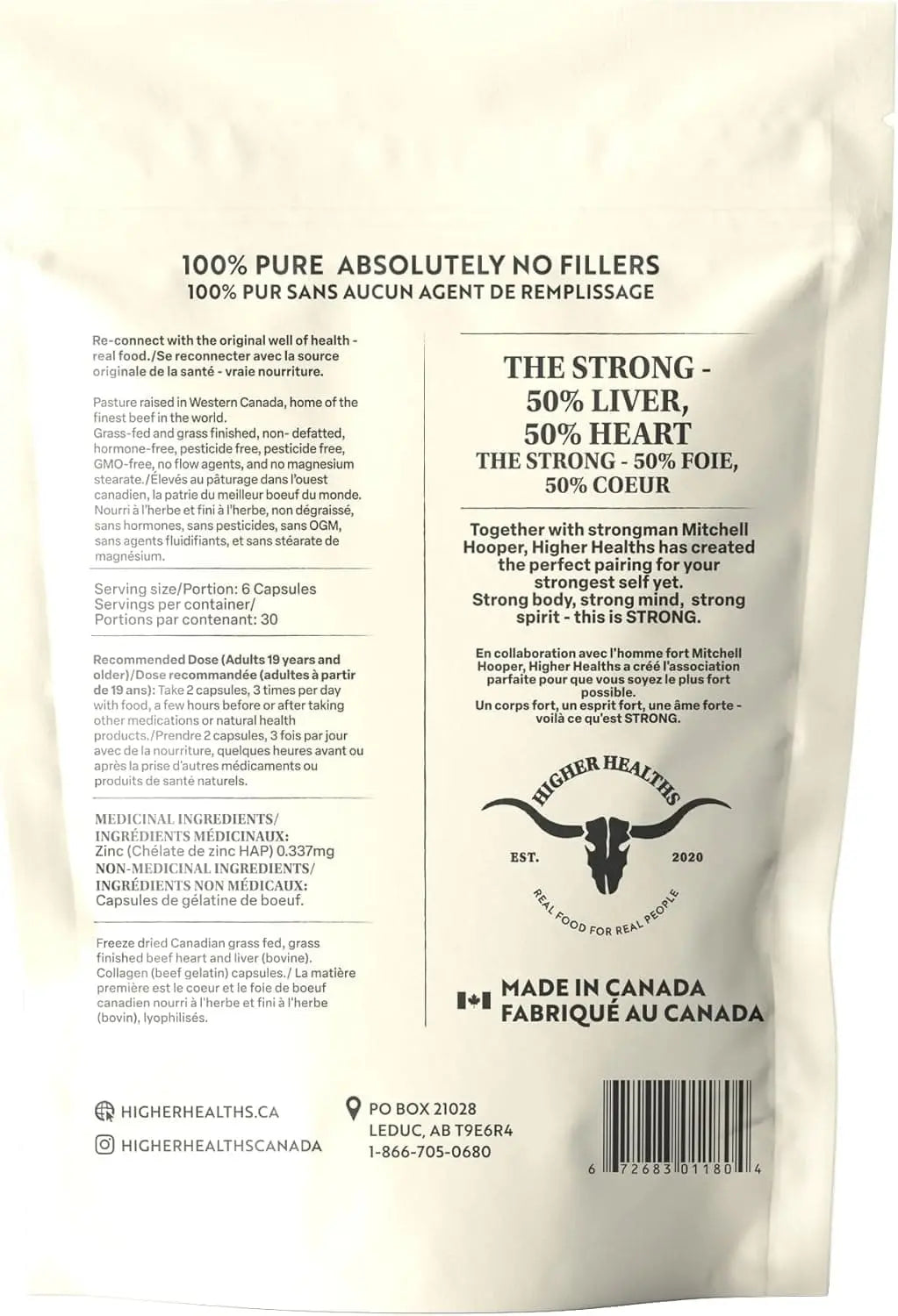 Higher Healths Strong – Grass-Fed Beef Organ Complex Supplement (180 Capsules) Higher Healths