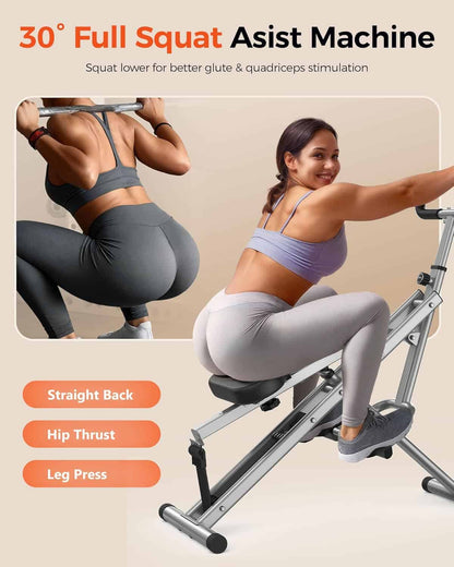 Sportsroyals Foldable Squat & Row Machine – 330 lb Capacity, 4 Resistance Bands, Full Body Glute Trainer for Home Sportsroyals
