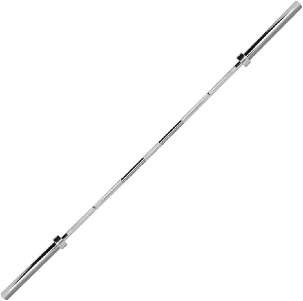 Silver barbell on a white background