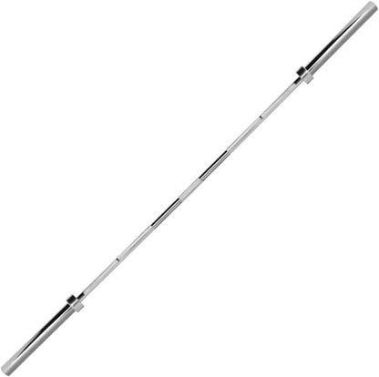 Silver barbell on a white background
