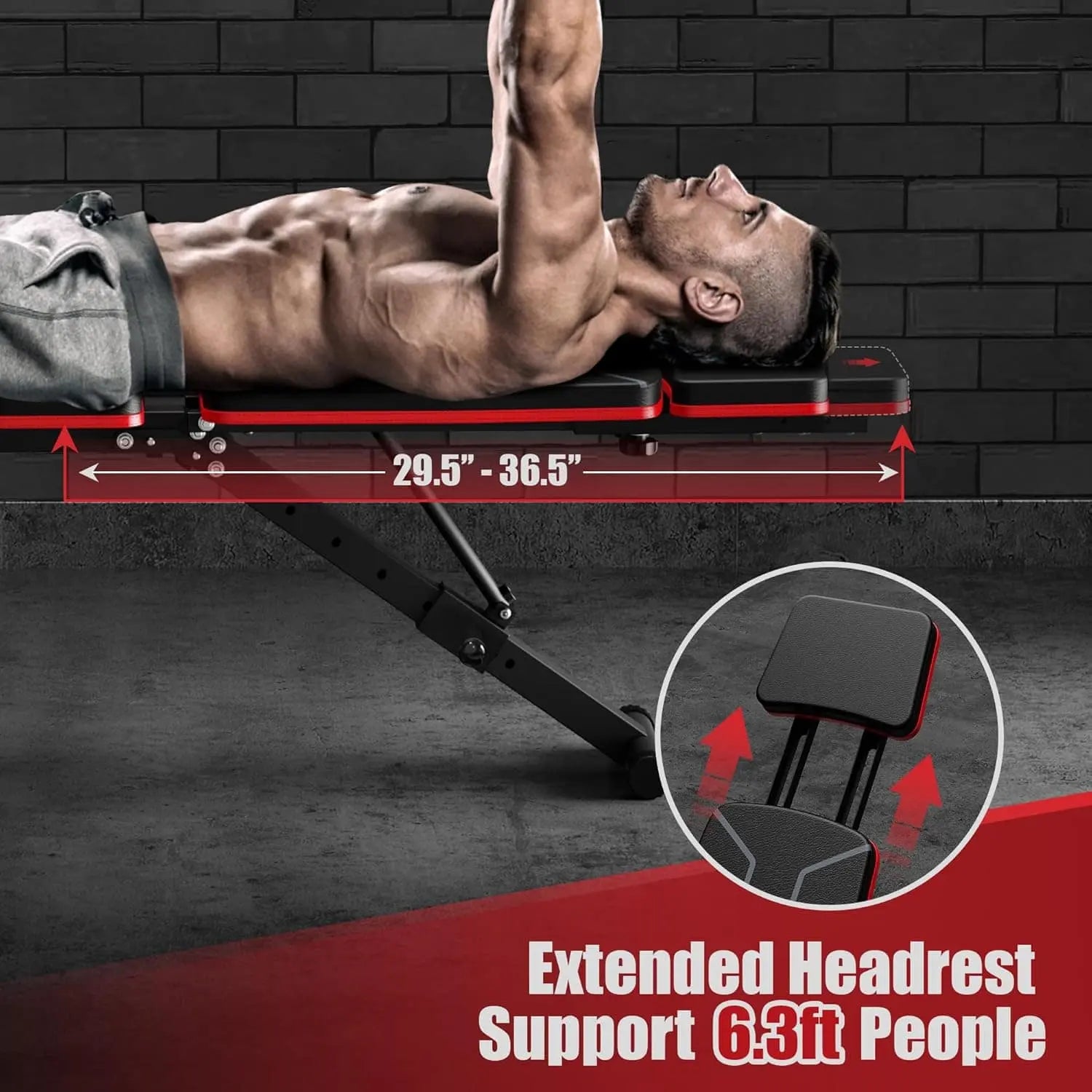 GIKPAL Adjustable Weight Bench – Foldable Incline/Decline Workout Bench w/ Leg Extension, Preacher Pad & Headrest | 770 lbs Capacity for Full Body Training GIKPAL