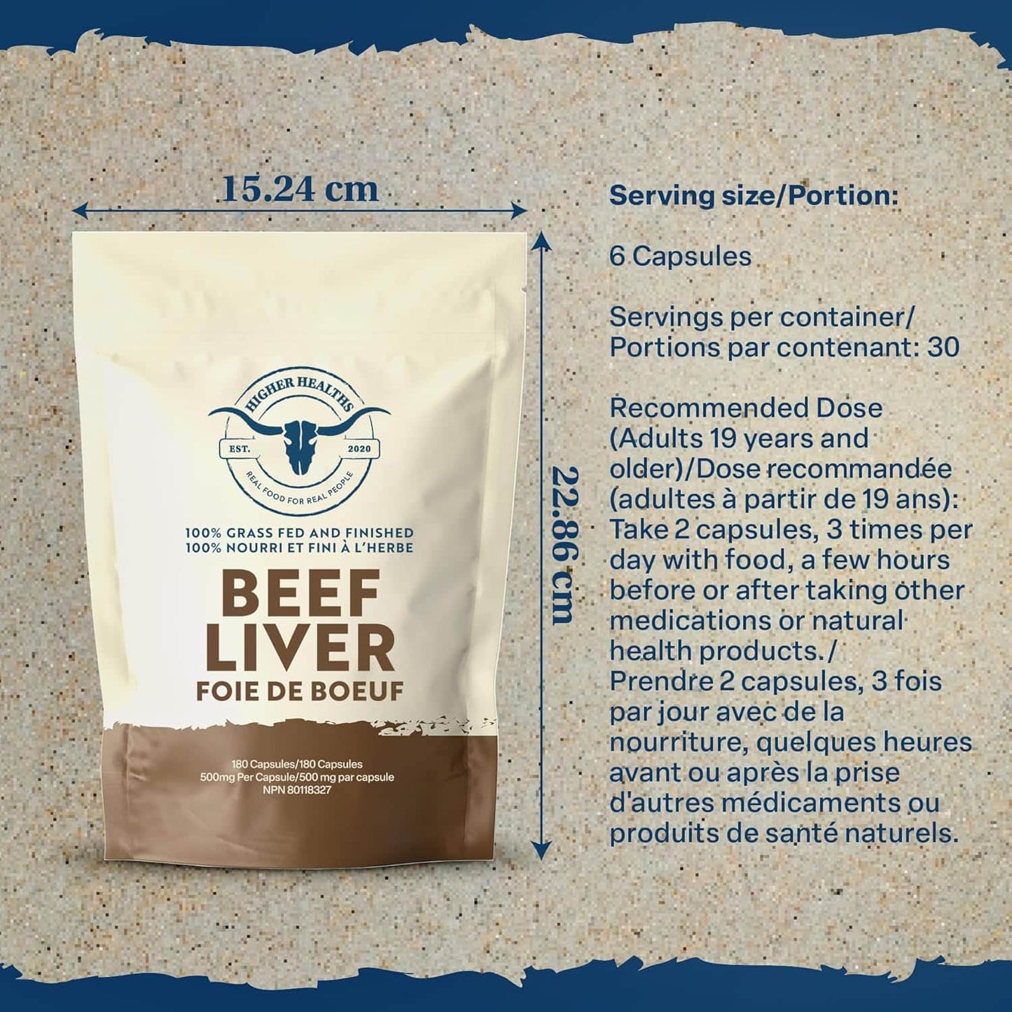Higher Healths Grass-Fed Beef Liver Capsules – 180 Count, Freeze-Dried & Desiccated Organ Supplement – Nature’s Multivitamin, 100% Canadian Sourced FitCore Supply