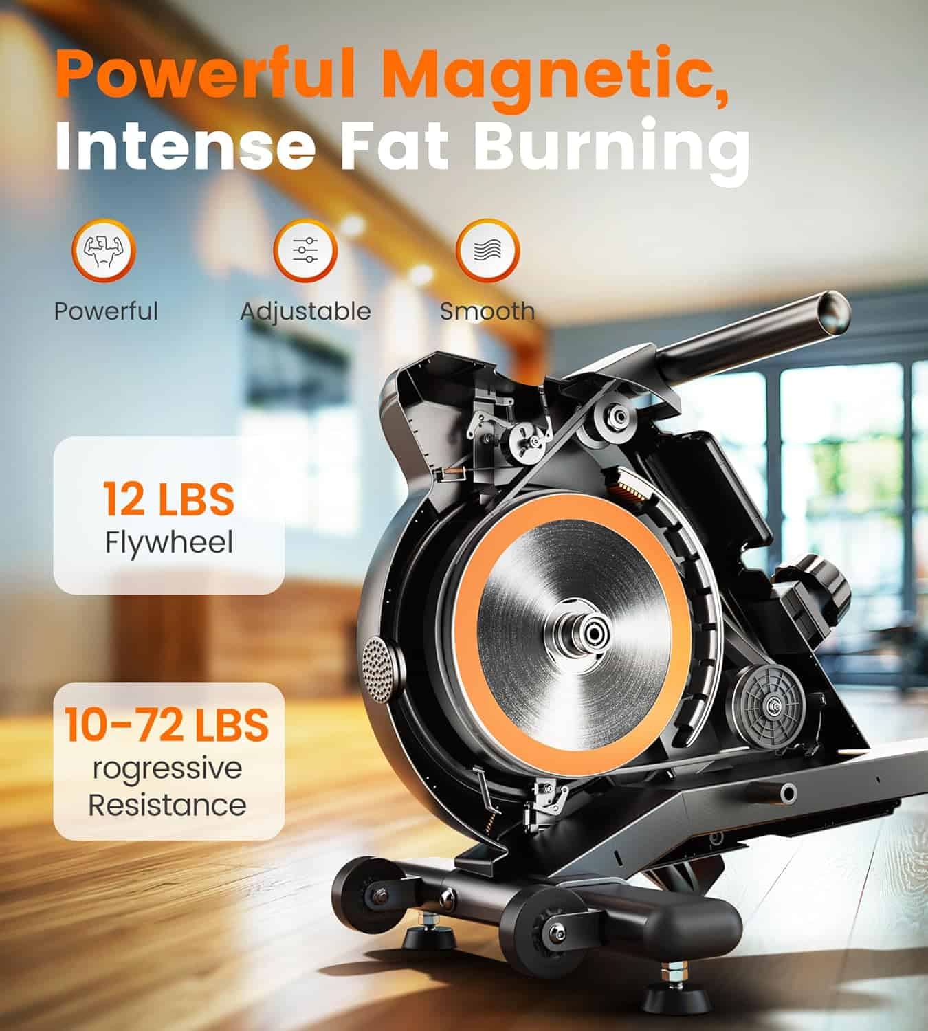 Quiet magnetic resistance system with 16 intensity levels