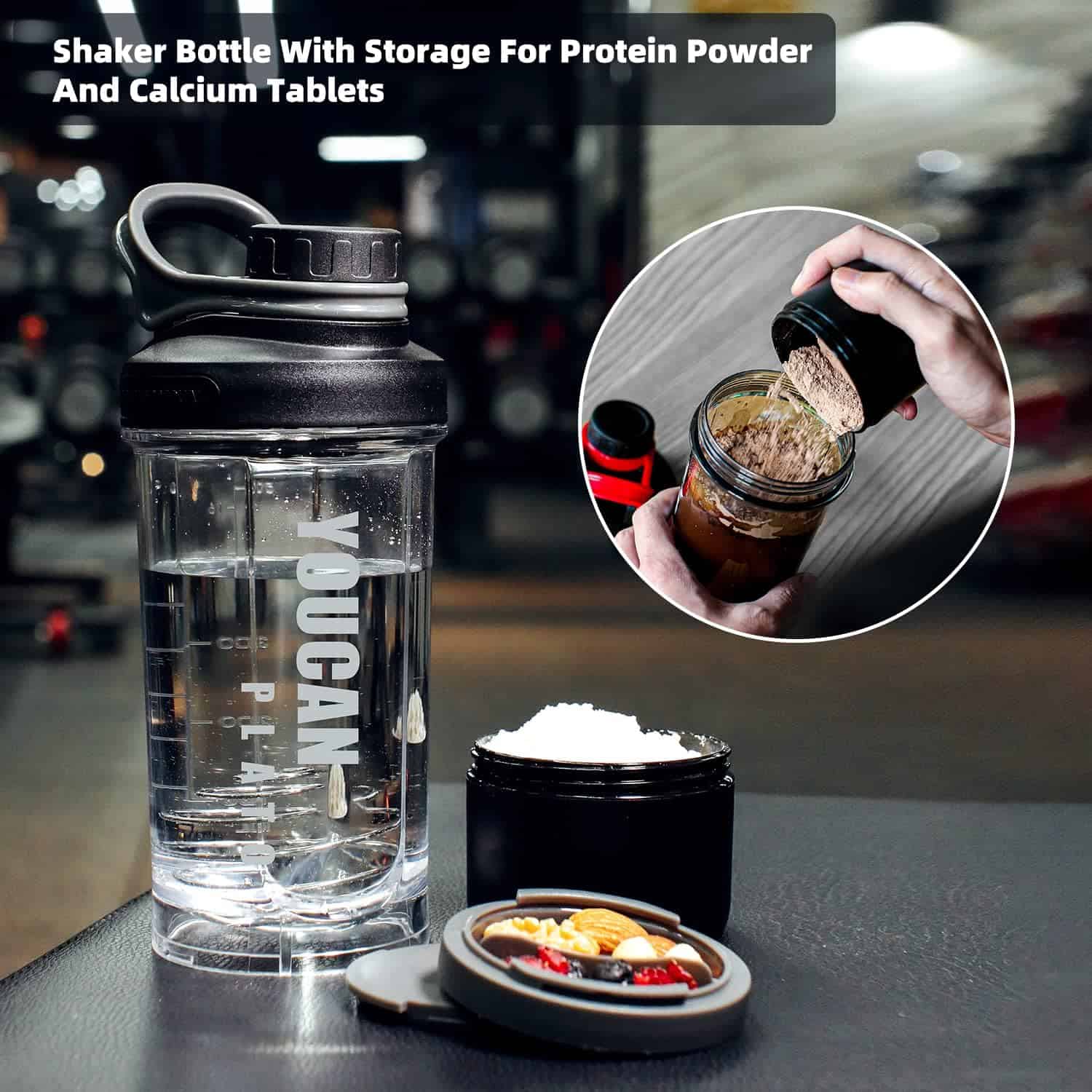 21oz Protein Shaker Bottle with Powder & Pill Storage | BPA-Free Tritan, Wire Whisk Ball – Leak-Proof & Travel Ready