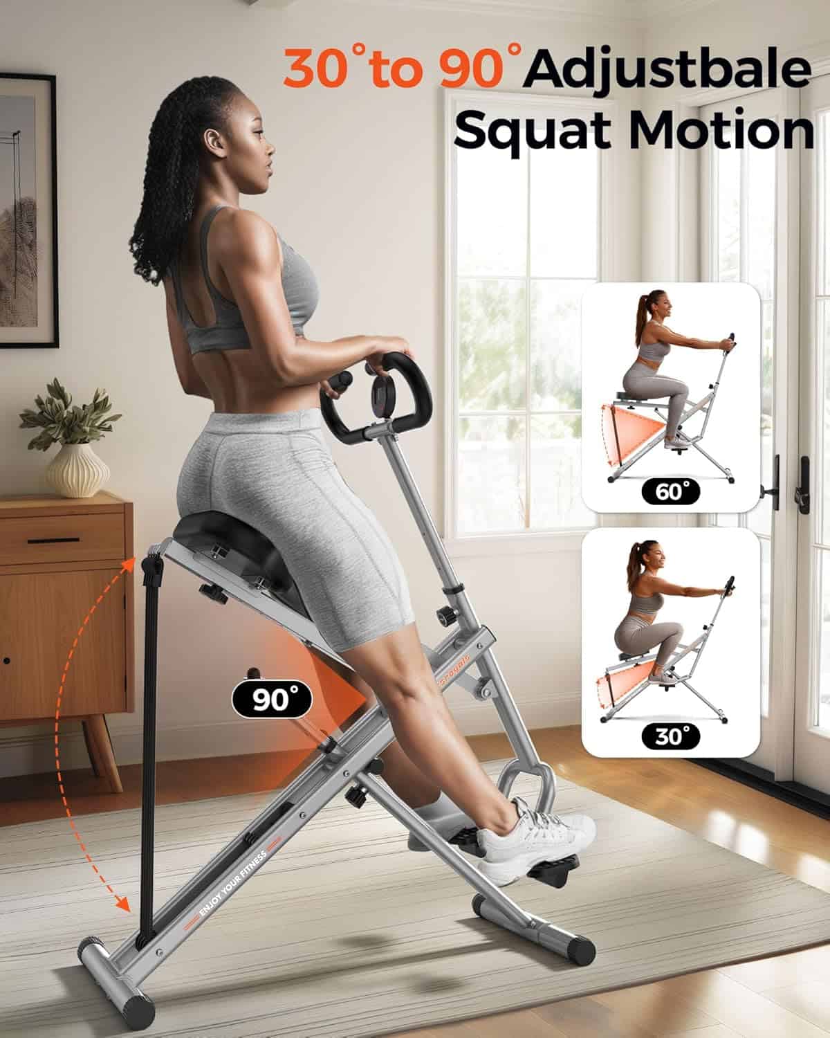 Sportsroyals Foldable Squat & Row Machine – 330 lb Capacity, 4 Resistance Bands, Full Body Glute Trainer for Home Sportsroyals