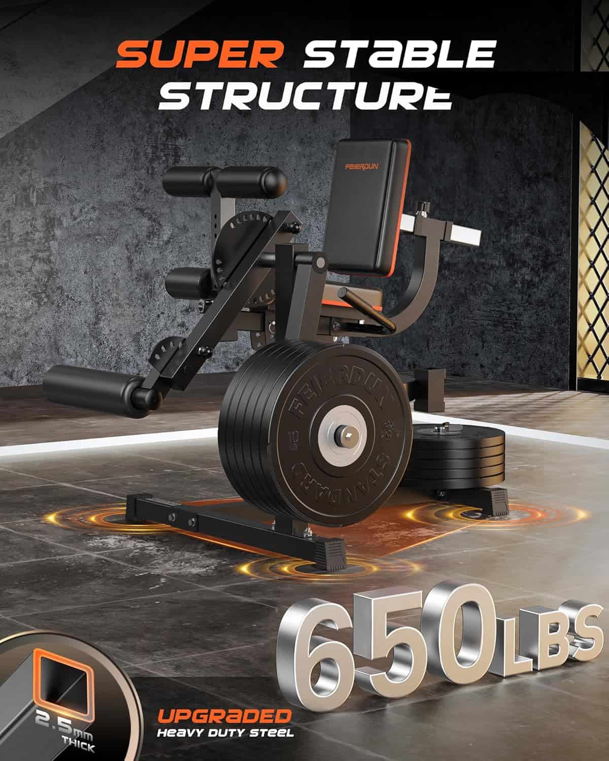 FEIERDUN 3-in-1 Leg Extension & Curl Machine | 570lb Adjustable Home Gym Leg Trainer for Extensions, Curls & Hip Thrusts | Compact Lower Body Workout Machine FEIERDUN