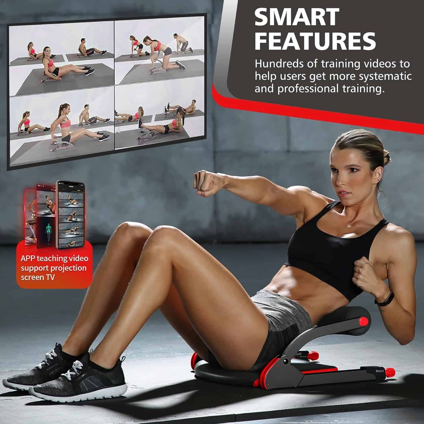 Smart – Ab Workout Equipment for Home Gym – Adjustable Resistance Ab Machine & Core Trainer – Full Body Sit-Up & Crunch Machine with Nutrition & Exercise Guide WONDER CORE