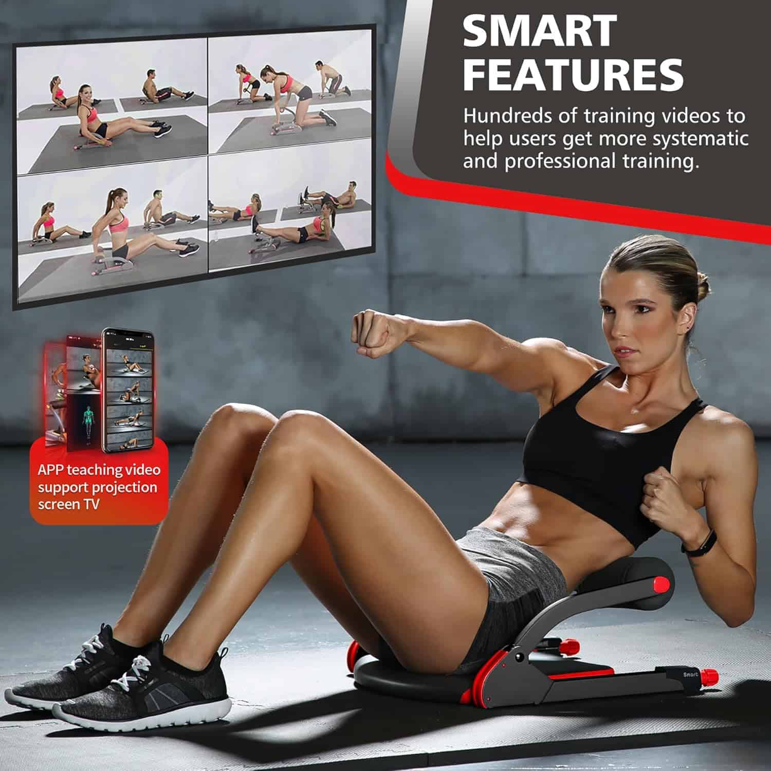 Smart – Ab Workout Equipment for Home Gym – Adjustable Resistance Ab Machine & Core Trainer – Full Body Sit-Up & Crunch Machine with Nutrition & Exercise Guide WONDER CORE