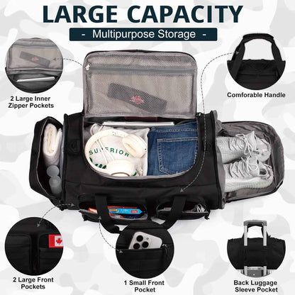 Tactical Gym Bag for Men & Women – 50L Large 3-in-1 Water-Resistant Sports Duffle with Shoe Compartment, Wet Pocket & Backpack Straps ATRIPACK