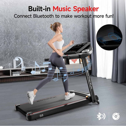 RHYTHM FUN Folding Walking Pad Treadmill – 8.0 MPH, 8% Incline, App Connected, Compact & Quiet for Home RHYTHM FUN