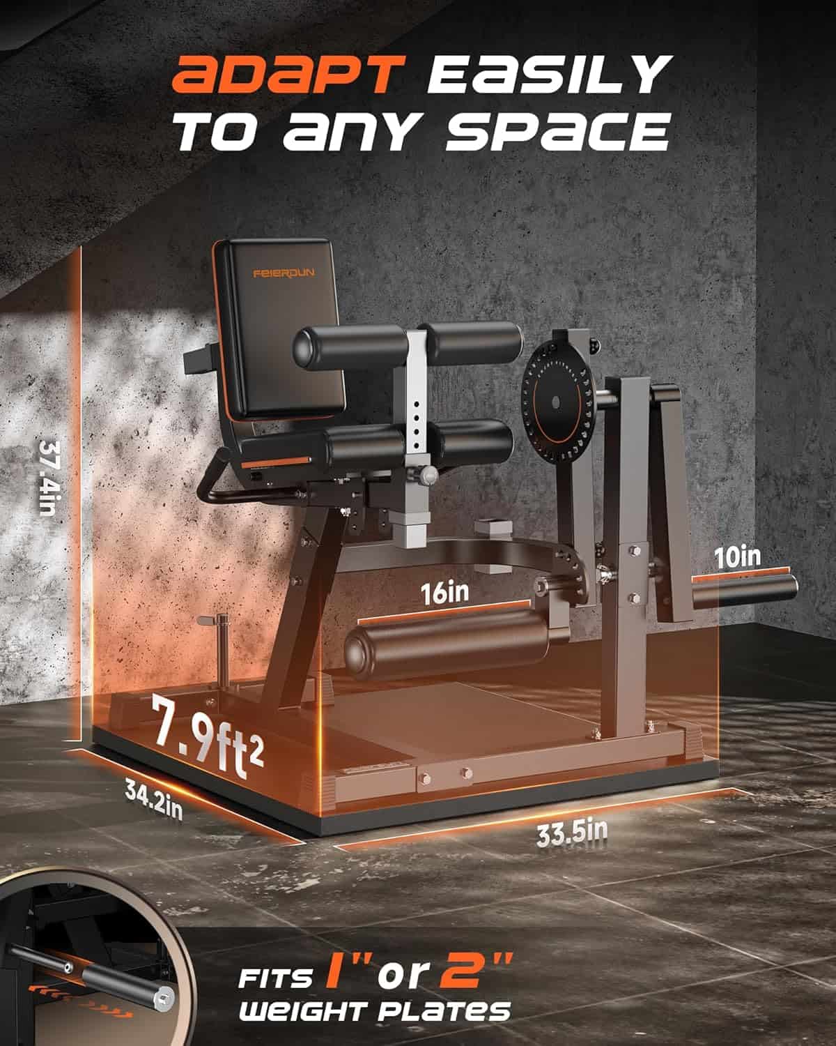 FEIERDUN 3-in-1 Leg Extension & Curl Machine | 570lb Adjustable Home Gym Leg Trainer for Extensions, Curls & Hip Thrusts | Compact Lower Body Workout Machine FEIERDUN