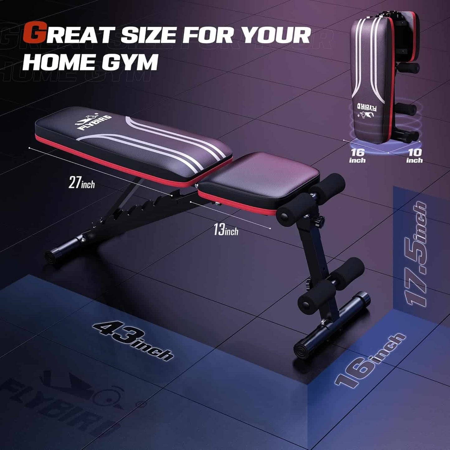 FLYBIRD Adjustable Workout Bench – Foldable Strength Bench with Decline Sit-Up & 700lb Capacity FitCore Supply
