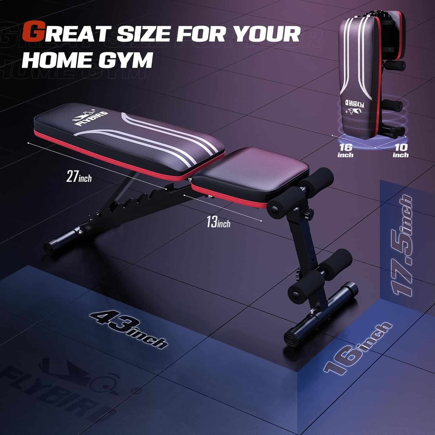 FLYBIRD Adjustable Workout Bench – Foldable Strength Bench with Decline Sit-Up & 700lb Capacity FitCore Supply
