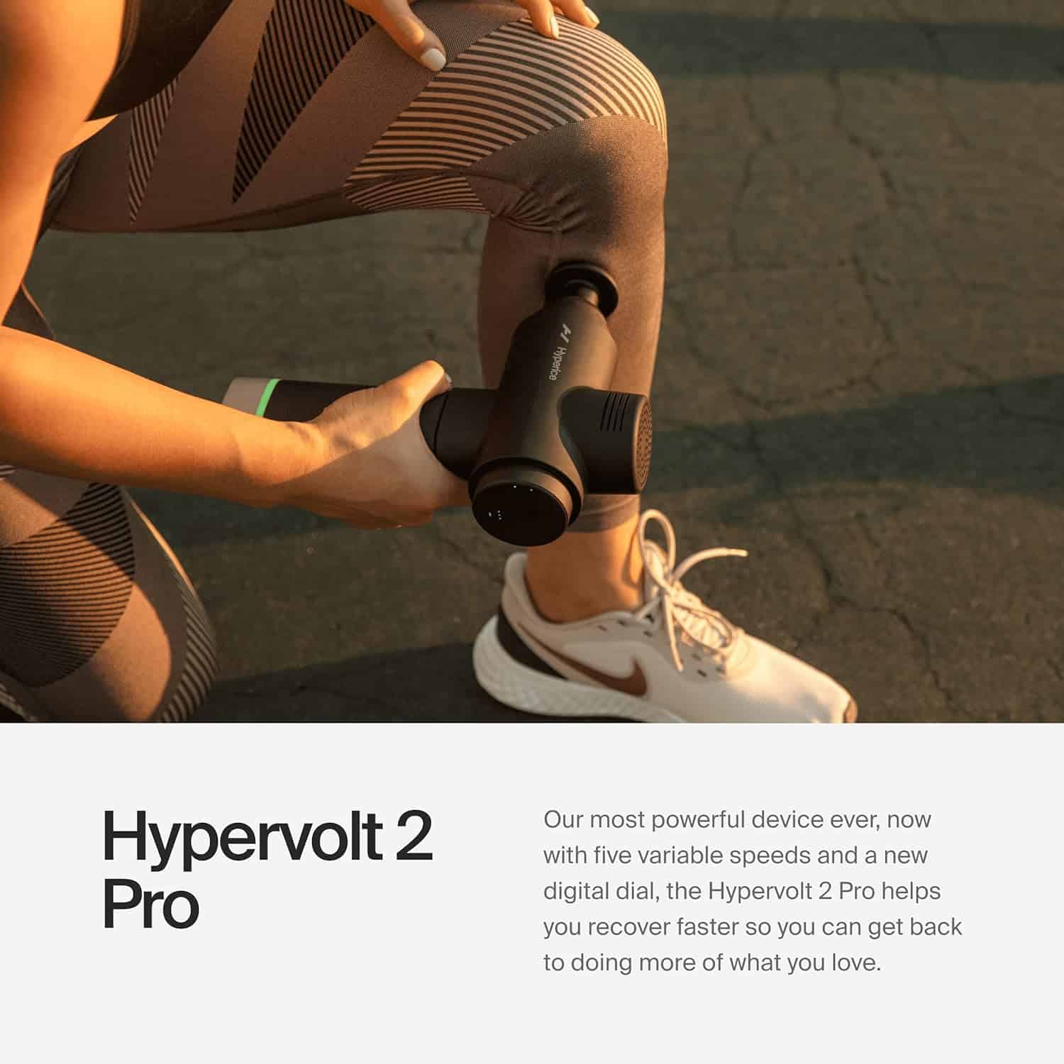 Hyperice Hypervolt 2 – Quiet Glide Percussion Massage Gun | 3 Speeds, 5 Head Attachments, Bluetooth App Integration FitCore Supply