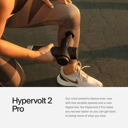 Hyperice Hypervolt 2 – Quiet Glide Percussion Massage Gun | 3 Speeds, 5 Head Attachments, Bluetooth App Integration FitCore Supply