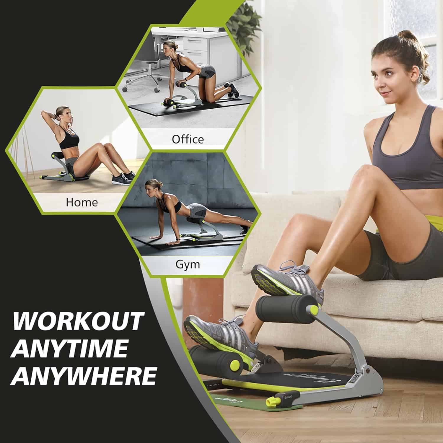 Smart – Ab Workout Equipment for Home Gym – Adjustable Resistance Ab Machine & Core Trainer – Full Body Sit-Up & Crunch Machine with Nutrition & Exercise Guide WONDER CORE