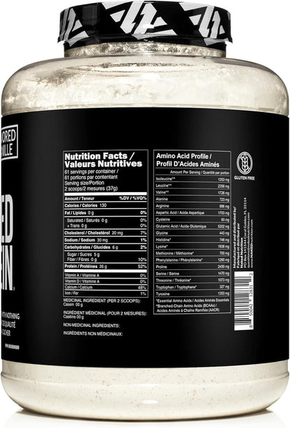 Supplement container with a black label showing nutritional information.