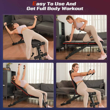 FLYBIRD Adjustable Workout Bench – Foldable Strength Bench with Decline Sit-Up & 700lb Capacity FitCore Supply