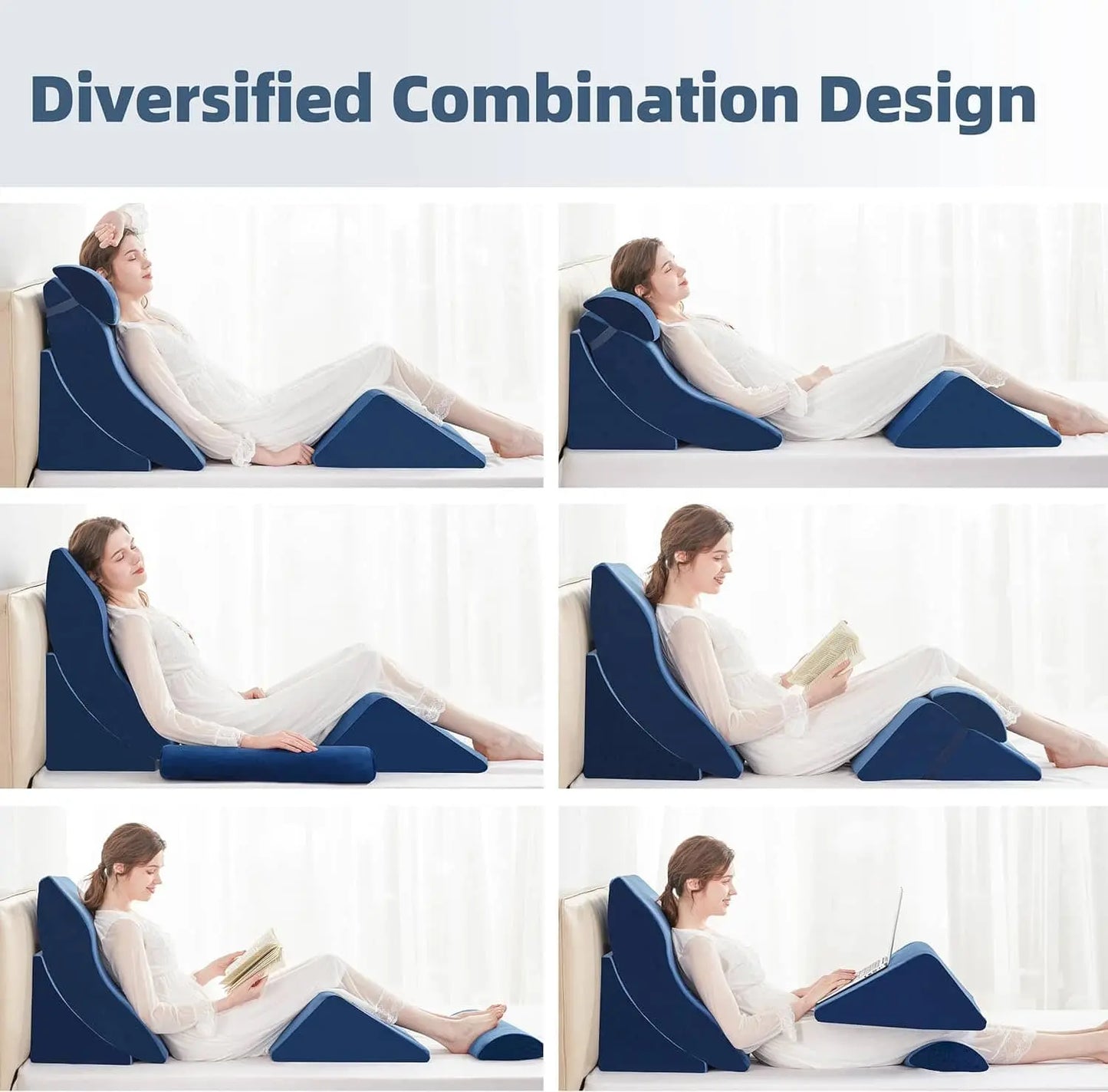 4PCS Orthopedic Bed Wedge Pillow Set – Adjustable Memory Foam for After Surgery, Acid Reflux, Rotator Cuff Recovery, Shoulder & Back Support A2ZCOMFY