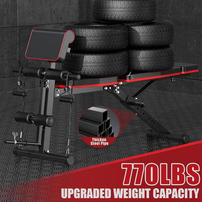 GIKPAL Adjustable Weight Bench – Foldable Incline/Decline Workout Bench w/ Leg Extension, Preacher Pad & Headrest | 770 lbs Capacity for Full Body Training GIKPAL