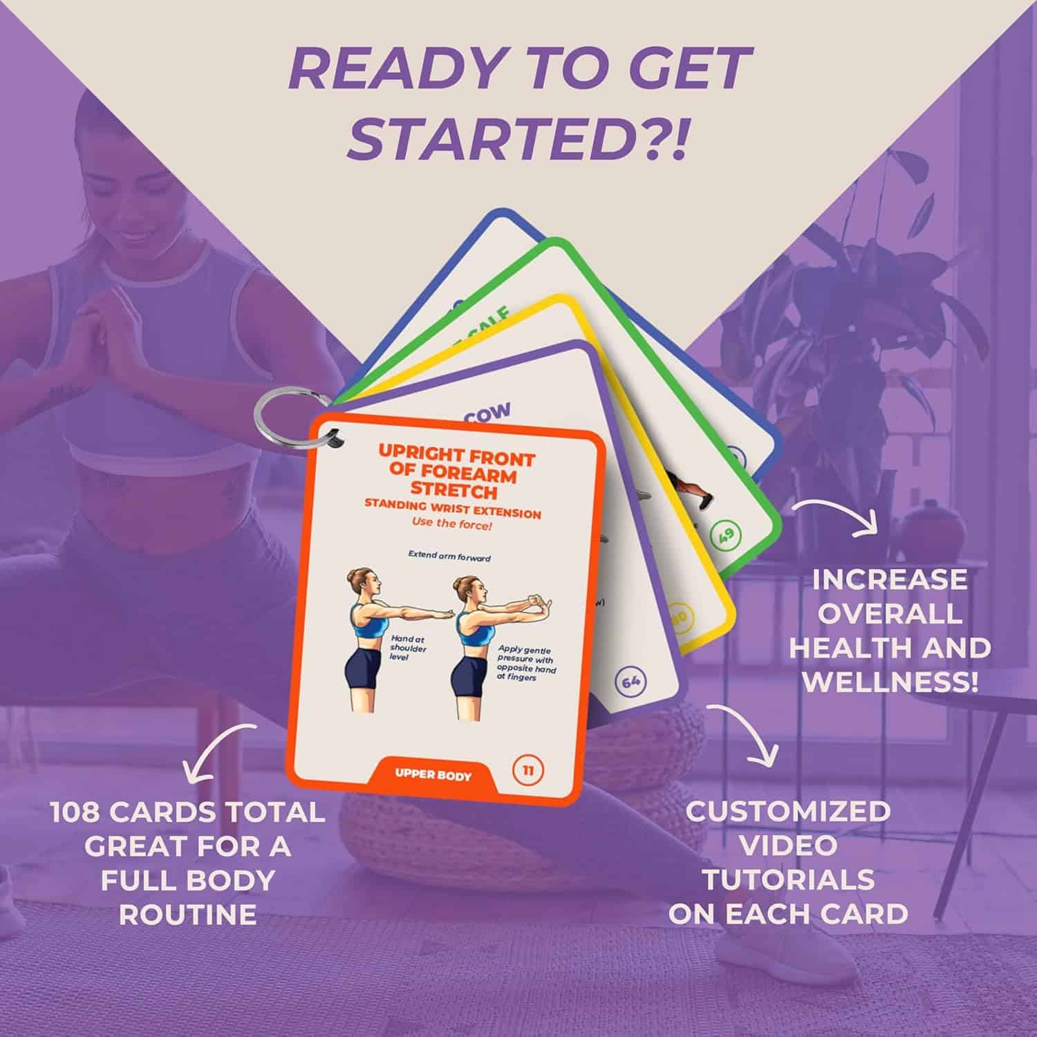 100 Stretching Exercise Flash Cards for Flexibility, Yoga, Pilates & Physical Therapy – Designed by a Physical Therapist PhysioSpace