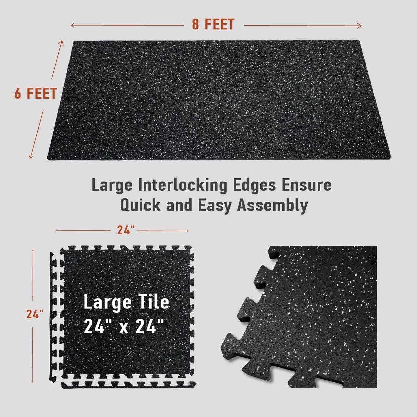 AIRHOP Interlocking Gym Floor Mats – 48 Sq Ft, Rubber Top & EVA Foam, 0.56” Thick AIRHOP