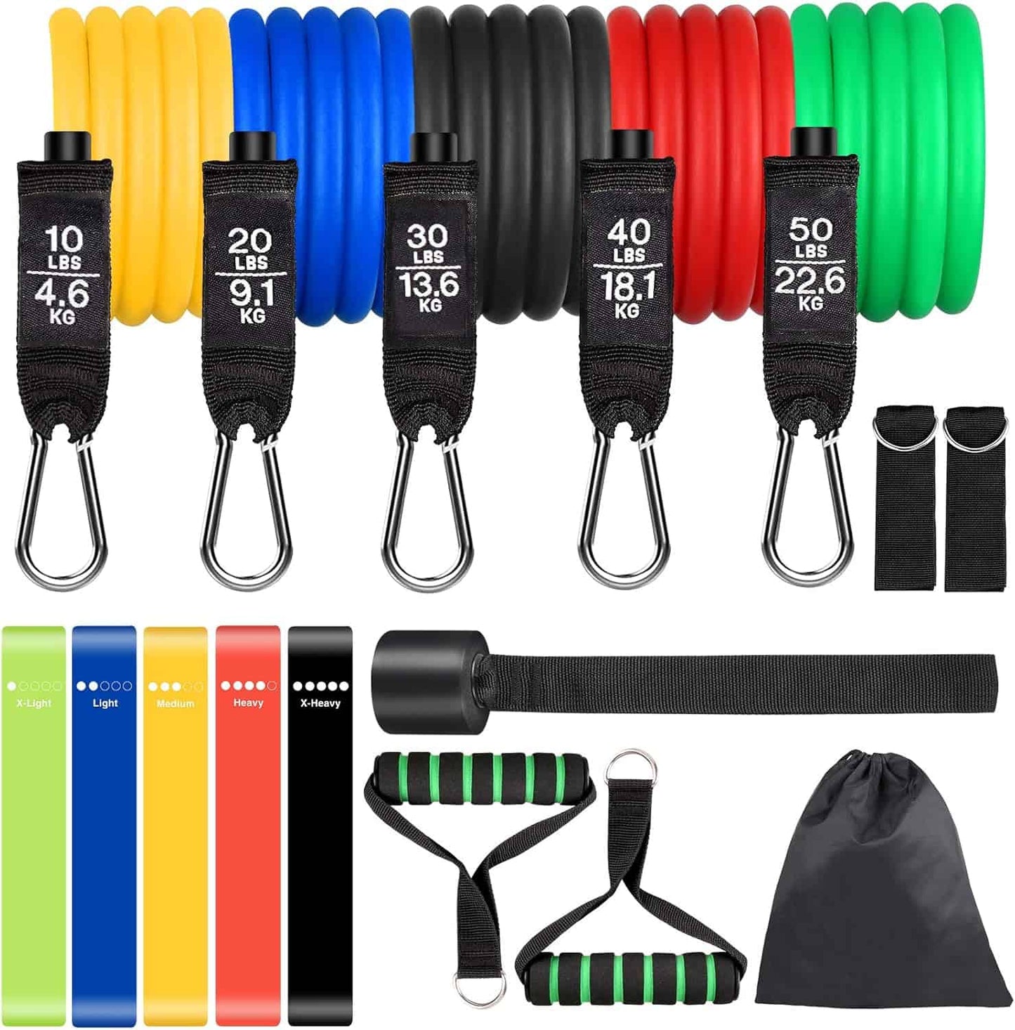 Sensyne 16PCS Resistance Bands Set – Full Body Home Workout Kit with 150 lbs Stackable Bands, Loops, Handles & More SENSYNE