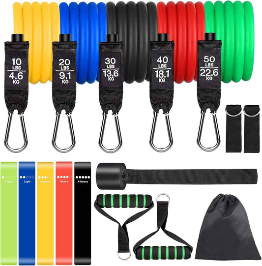Sensyne 16PCS Resistance Bands Set – Full Body Home Workout Kit with 150 lbs Stackable Bands, Loops, Handles & More SENSYNE