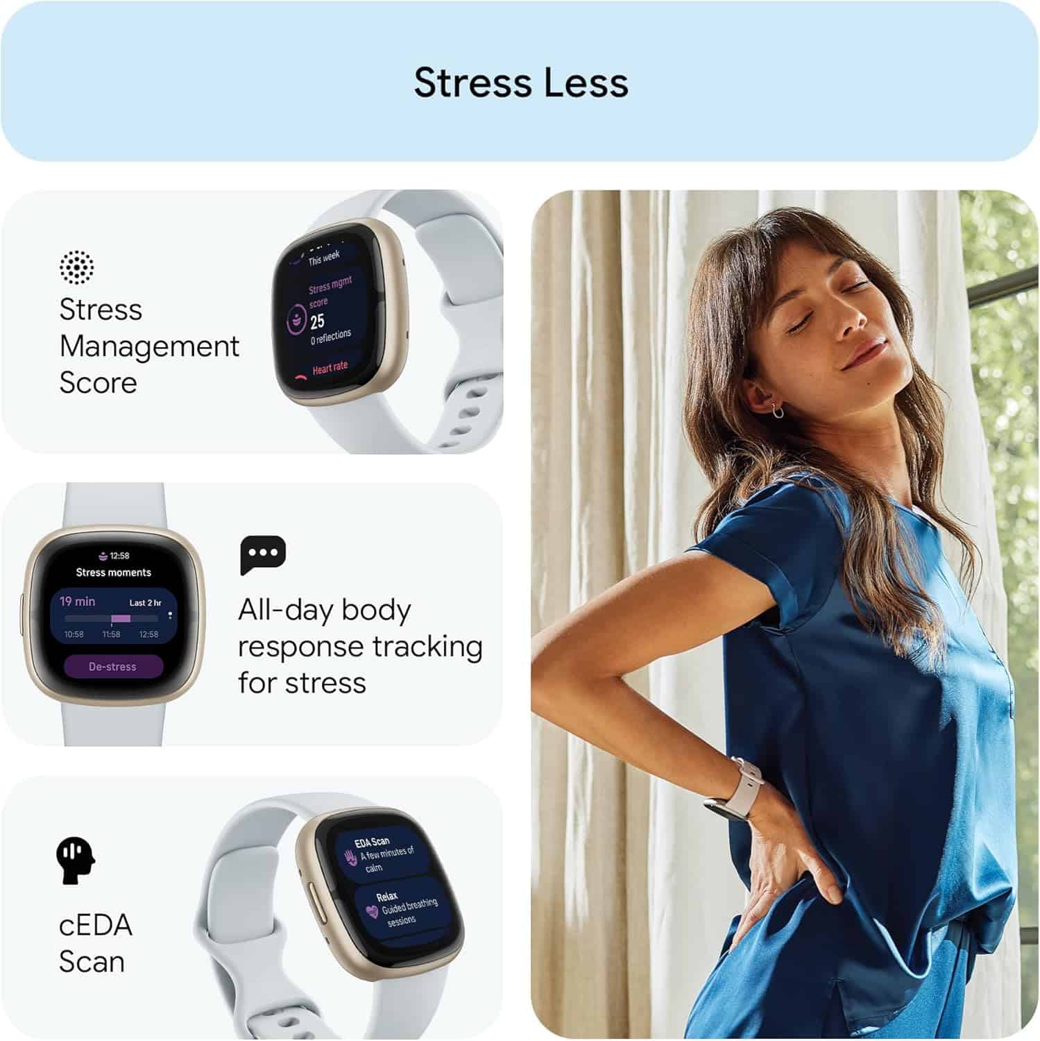 Fitbit Sense 2 Advanced Health Smartwatch with Stress Management, Sleep Tracking, ECG, SpO2, 24/7 Heart Rate & GPS - FitCore Supply