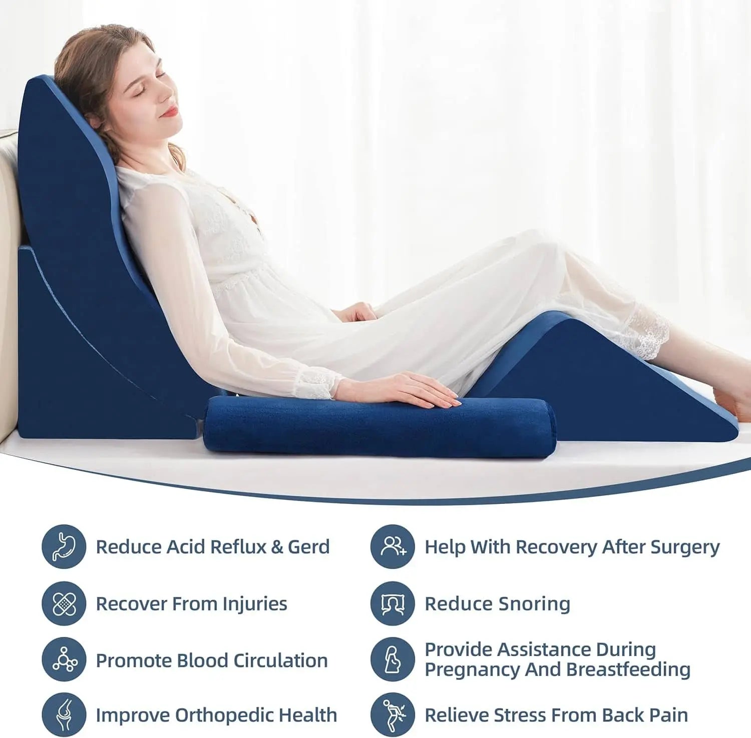 4PCS Orthopedic Bed Wedge Pillow Set – Adjustable Memory Foam for After Surgery, Acid Reflux, Rotator Cuff Recovery, Shoulder & Back Support A2ZCOMFY