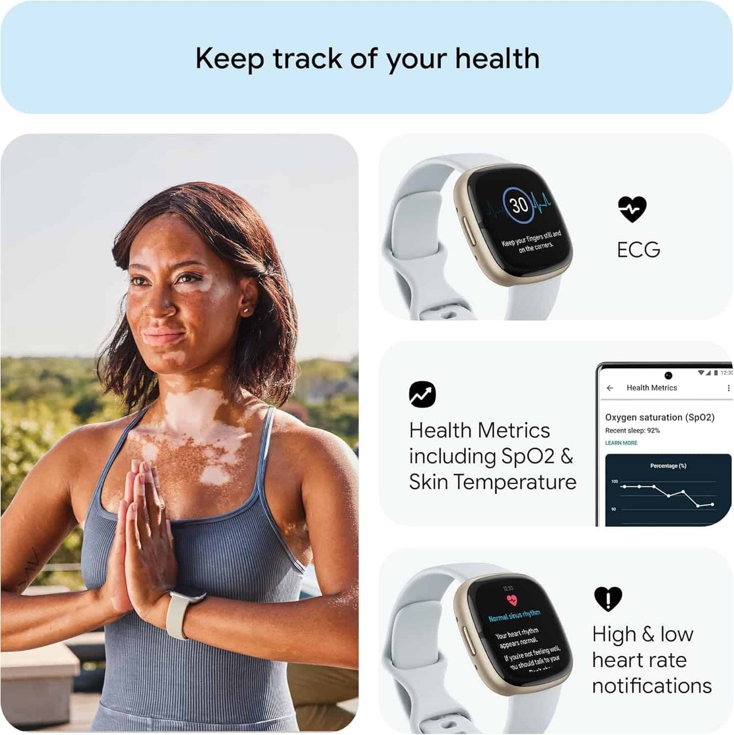 Fitbit Sense 2 Advanced Health Smartwatch with Stress Management, Sleep Tracking, ECG, SpO2, 24/7 Heart Rate & GPS - FitCore Supply